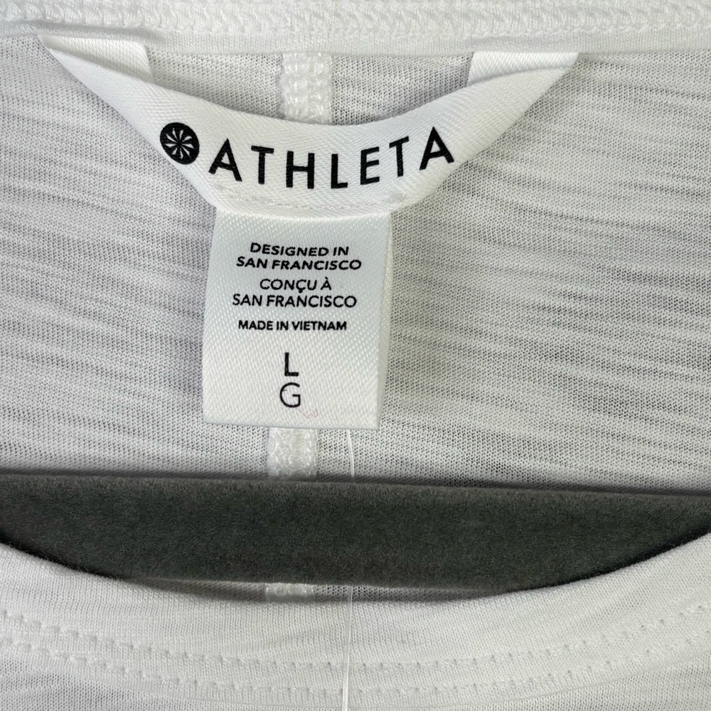 🏷️NWT Athleta Size Large Essential Slub Tee Bright White Semi-Fitted Crew Neck - Picture 2 of 16